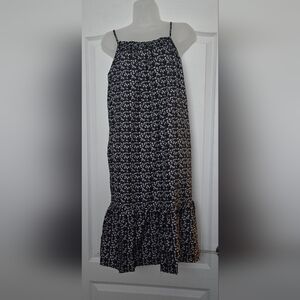 🐟🐟Spaghetti Strap Summer Dress/Cover-up Black/White Geometric Asian Sizing 3XL